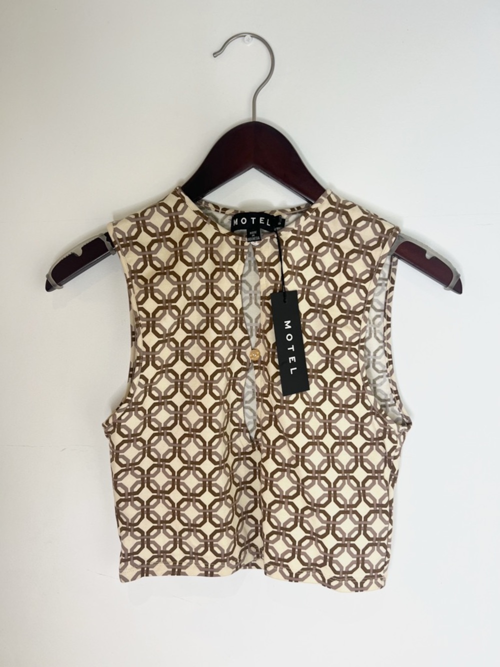 Motel Rocks Retro Print Sleeveless Crop Top NWT